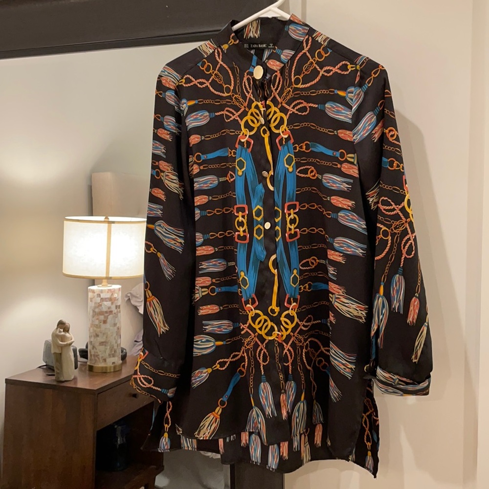 Zara M top blouse key chain print